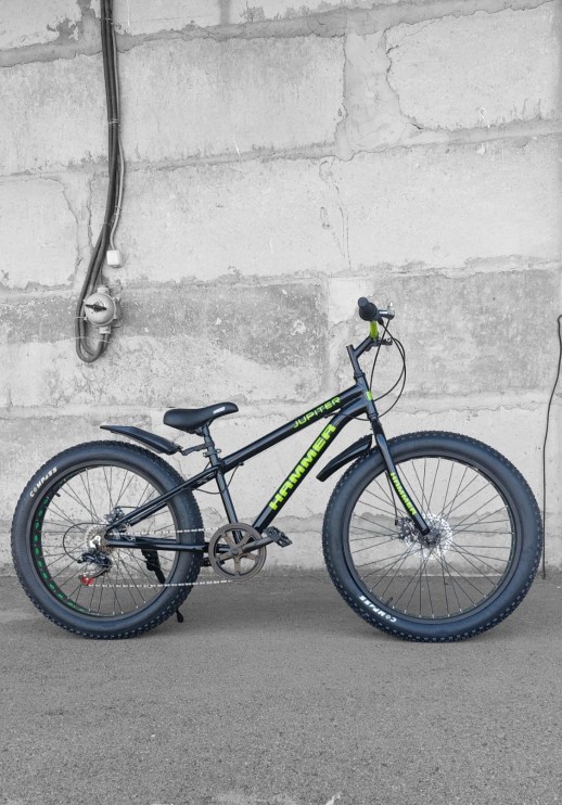 Гірський велосипед Hammer JUPITER FATBIKE чорно-зелений колеса 24''