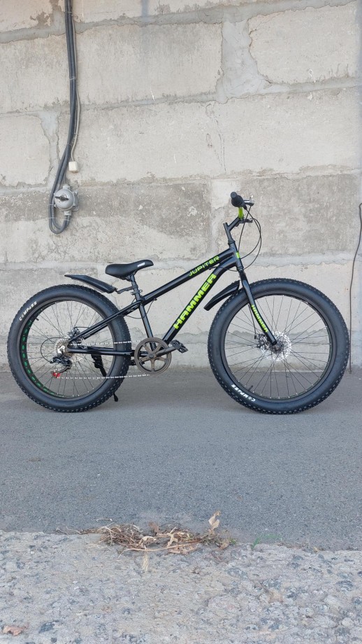 Гірський велосипед Hammer JUPITER FATBIKE чорно-зелений колеса 24''