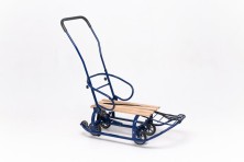 Санки дитячі Патріот сині з механізмом висувних колісних шасі