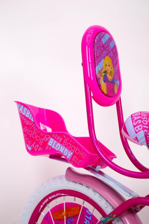 Розовый Велосипед для девочки от 7 лет "BARBIE-18" Барби с Багажником для кукол и страховочными колесами