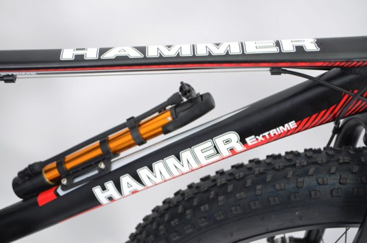 Гірський велосипед S800 HAMMER EXTRIME чорно-червоний колеса 26’’х4,0 алюмінієва рама 17’’ 
