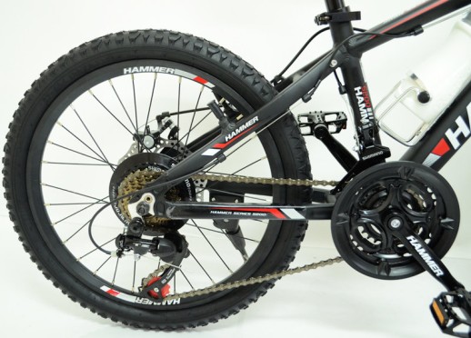 Гірський велосипед S200 HAMMER чорно-червоний колеса 20''х2,25, рама 12''
